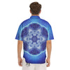 Blue Fractal Kaleidoscope Print Men's Short Sleeve Shirts-grizzshop