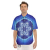 Blue Fractal Kaleidoscope Print Men's Short Sleeve Shirts-grizzshop