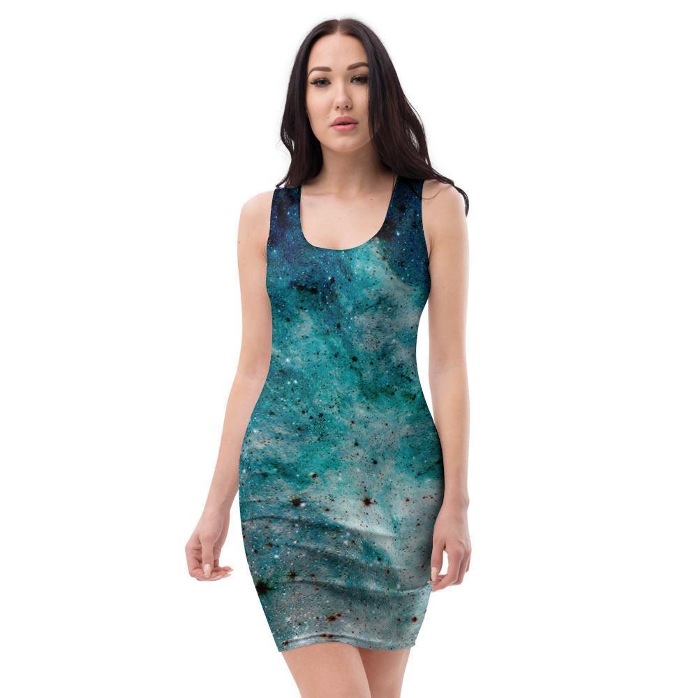 Blue Galaxy Space Bodycon Dress-grizzshop