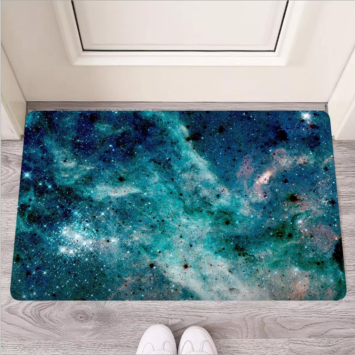 Blue Galaxy Space Door Mat-grizzshop
