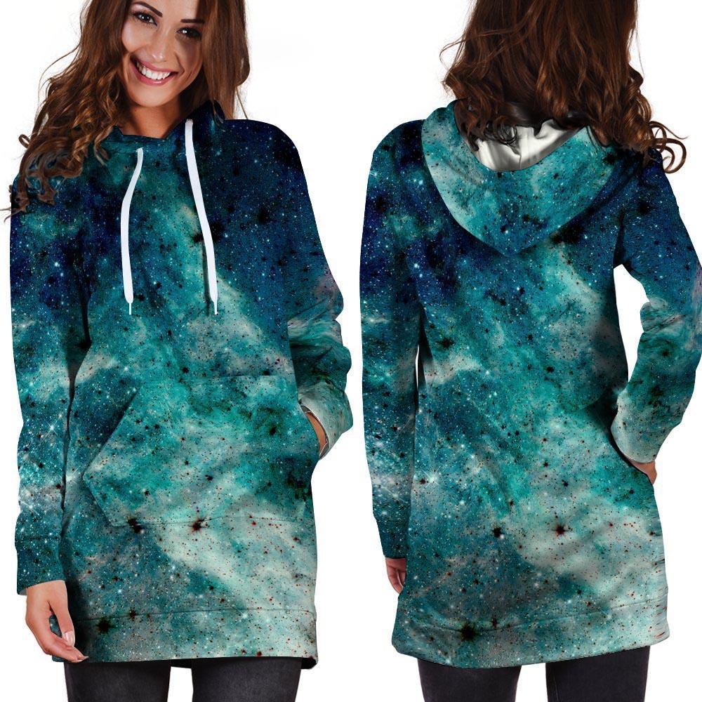 Blue Galaxy Space Hoodie Dress-grizzshop