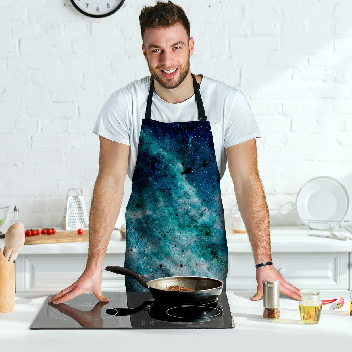 Blue Galaxy Space Men's Apron-grizzshop