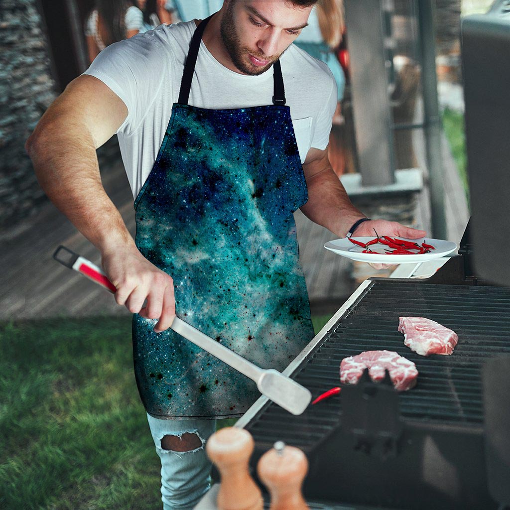 Blue Galaxy Space Men's Apron-grizzshop