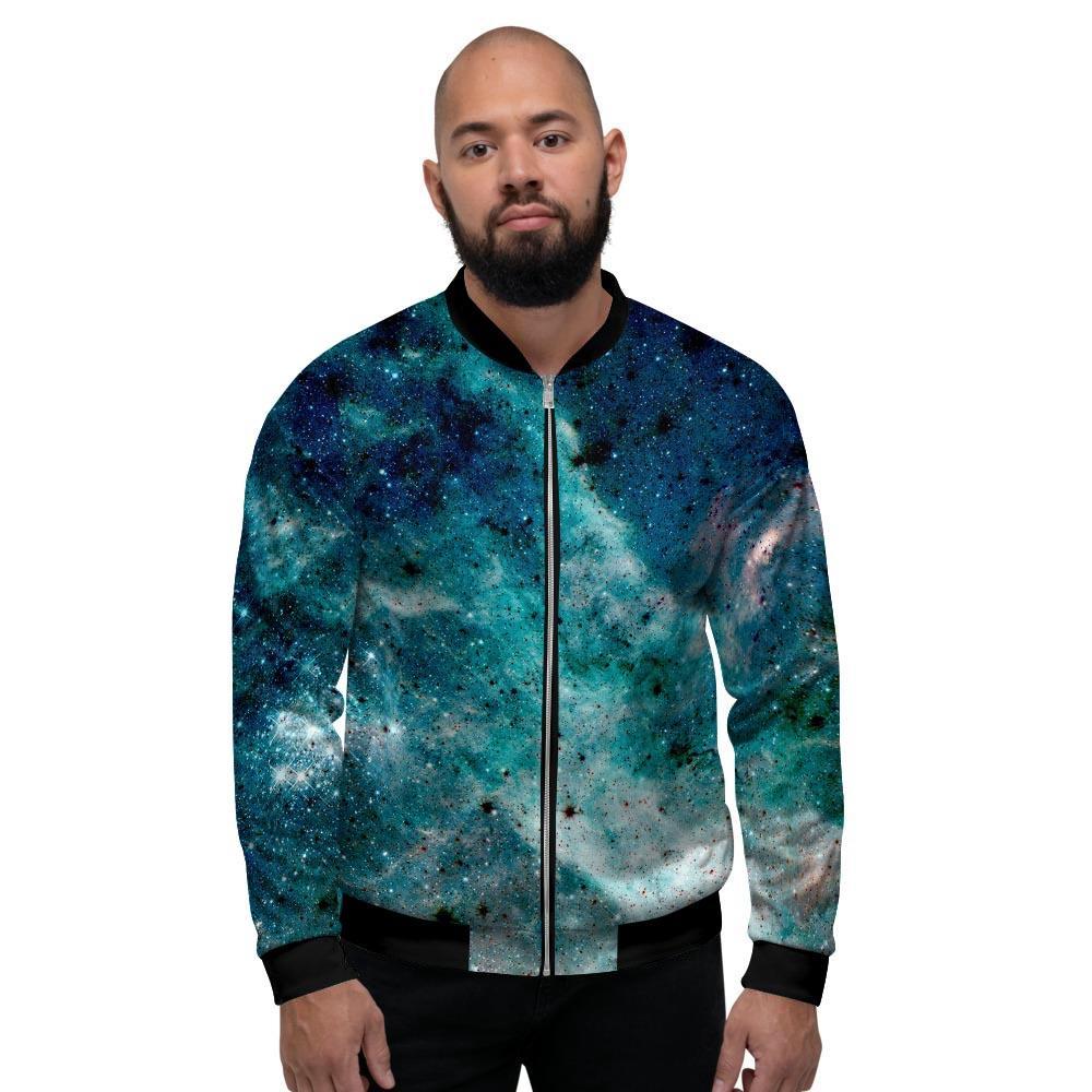 Blue Galaxy Space Men's Bomber Jacket-grizzshop