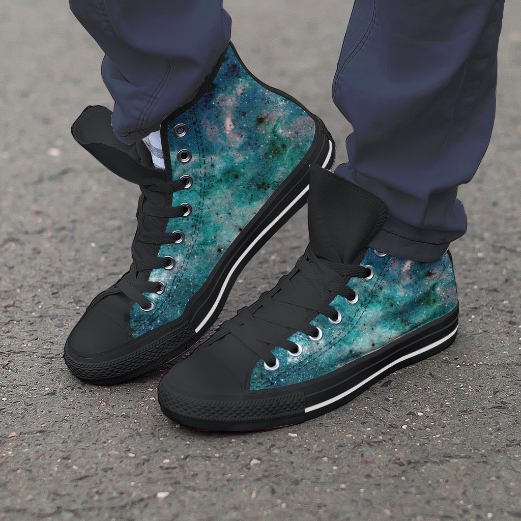 Blue Galaxy Space Men's High Top Shoes-grizzshop