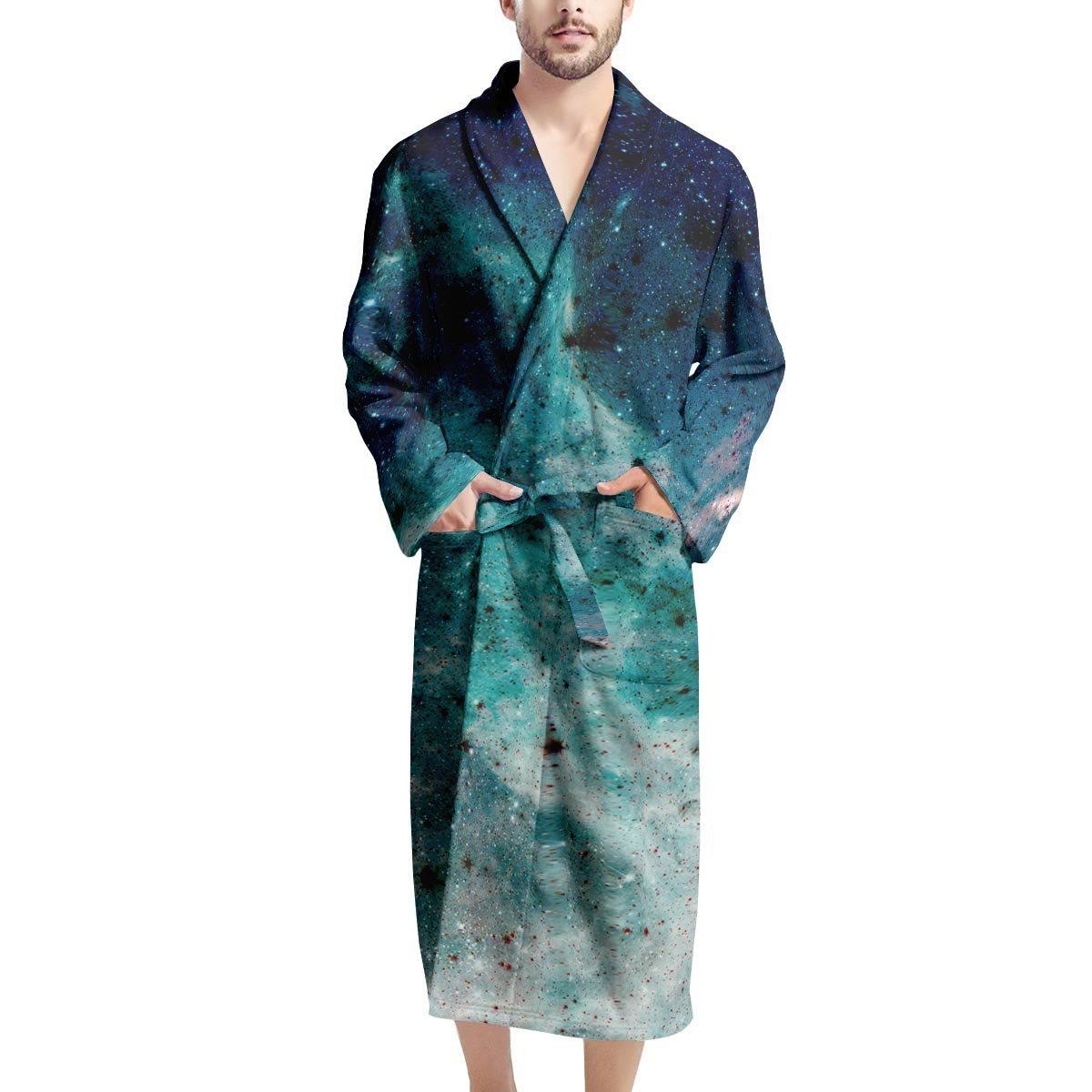 Blue Galaxy Space Men's Robe-grizzshop