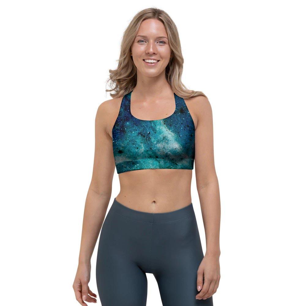 Blue Galaxy Space Sports Bra-grizzshop