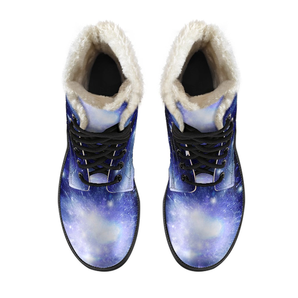 Blue Galaxy Space Stardust Print Comfy Winter Boots-grizzshop