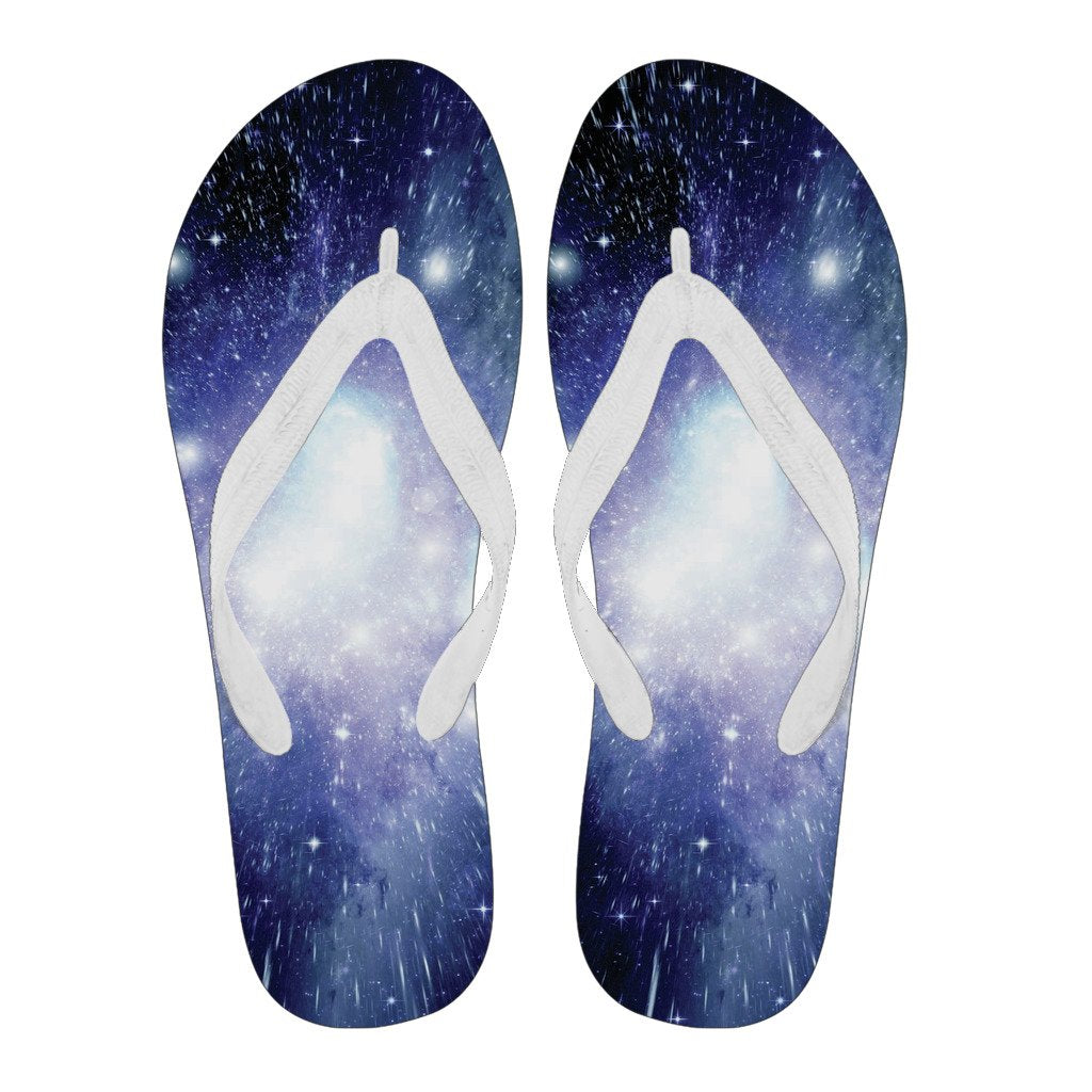 Blue Galaxy Space Stardust Print Men & Women Flip Flops-grizzshop