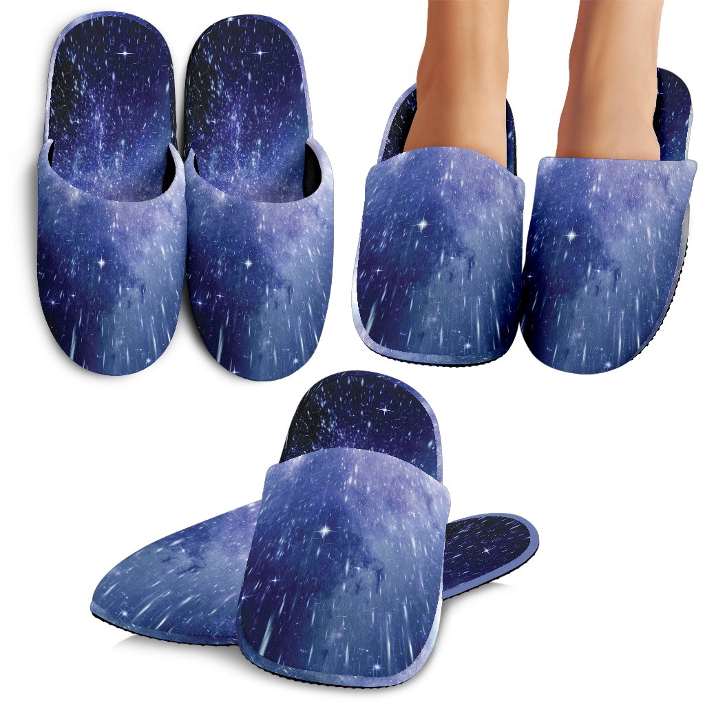 Blue Galaxy Space Stardust Print Premium Home Slippers-grizzshop