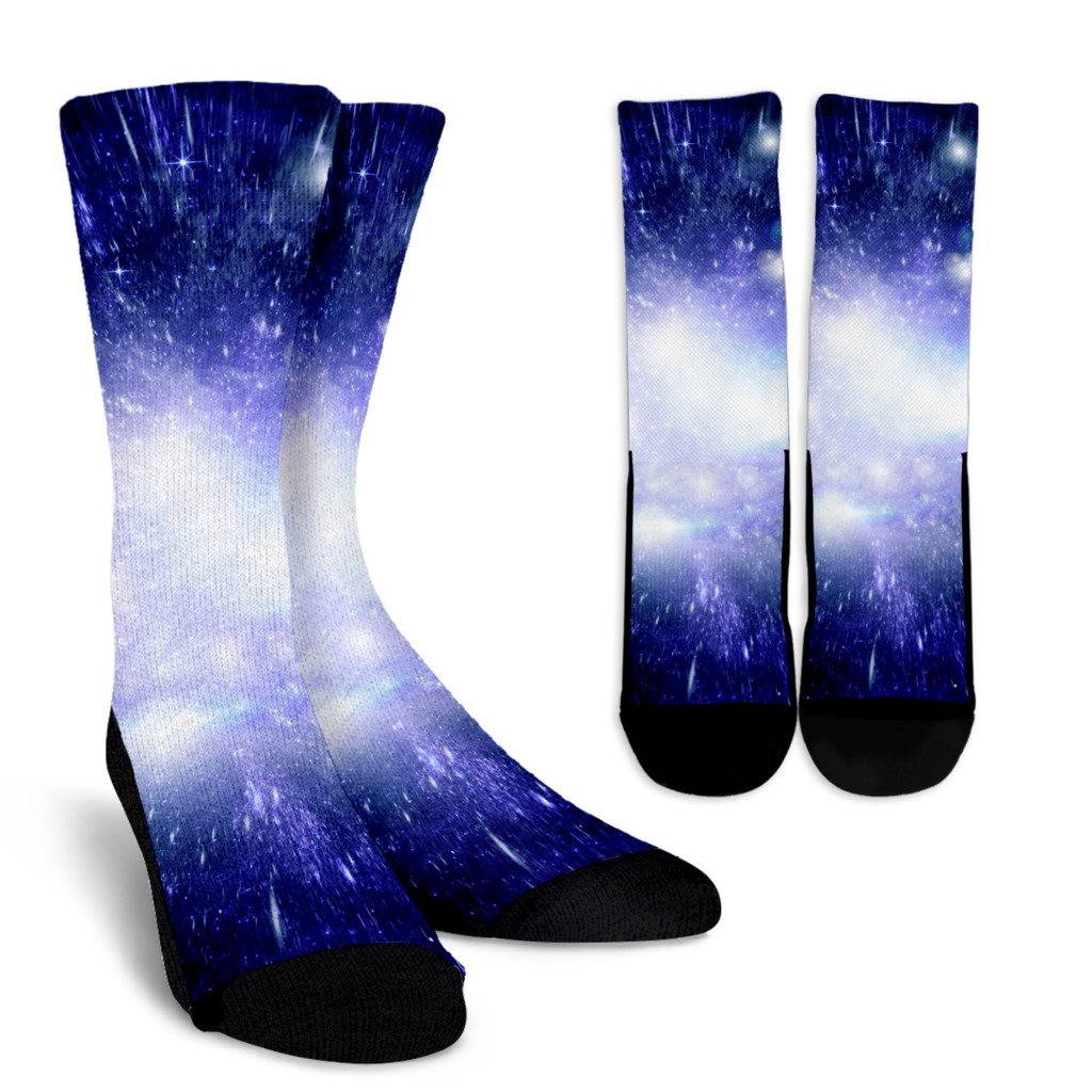 Blue Galaxy Space Stardust Print Unisex Crew Socks-grizzshop