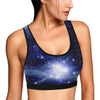 Blue Galaxy Space Stardust Print Women Sports Bra-grizzshop