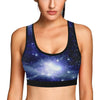 Blue Galaxy Space Stardust Print Women Sports Bra-grizzshop
