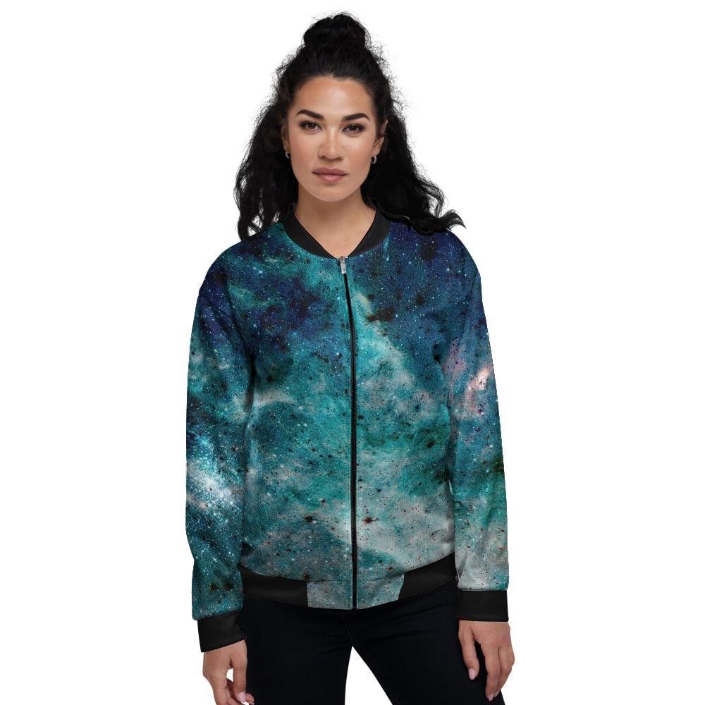Blue Galaxy Space Women's Bomber Jacket-grizzshop