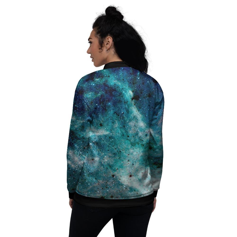 Blue Galaxy Space Women's Bomber Jacket-grizzshop