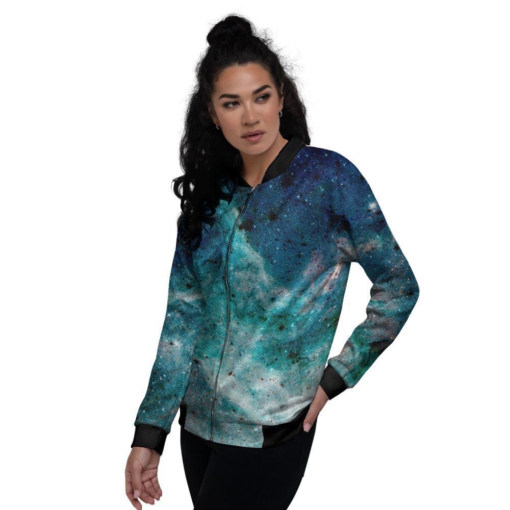 Blue Galaxy Space Women's Bomber Jacket-grizzshop