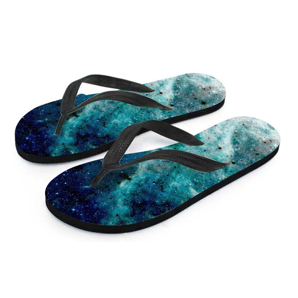 Blue Galaxy Space Women's Flip Flops-grizzshop