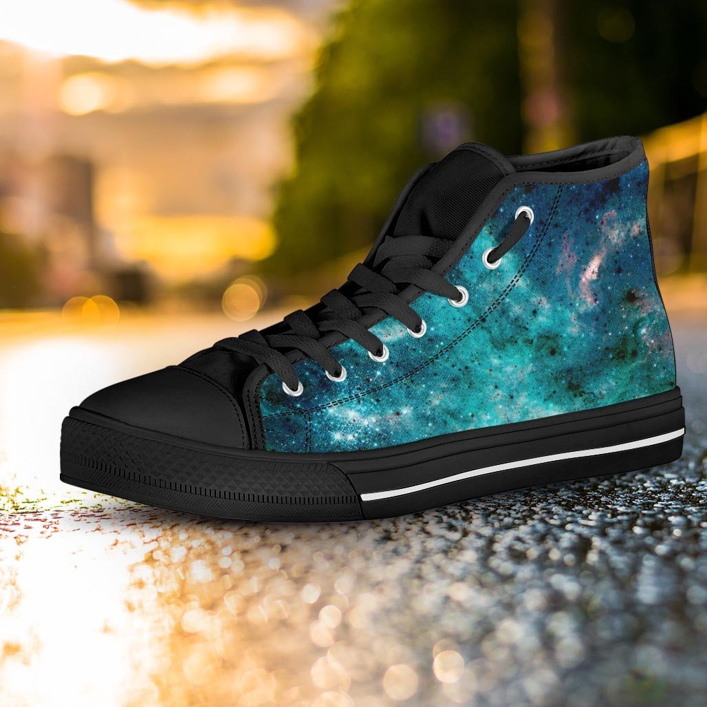 Blue Galaxy Space Women's High Top Shoes-grizzshop