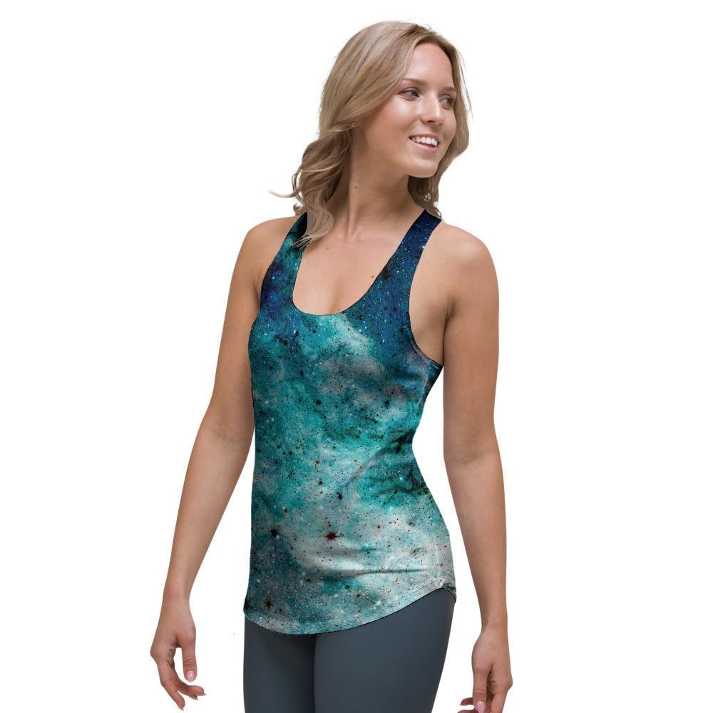Blue Galaxy Space Women's Racerback Tank Top-grizzshop