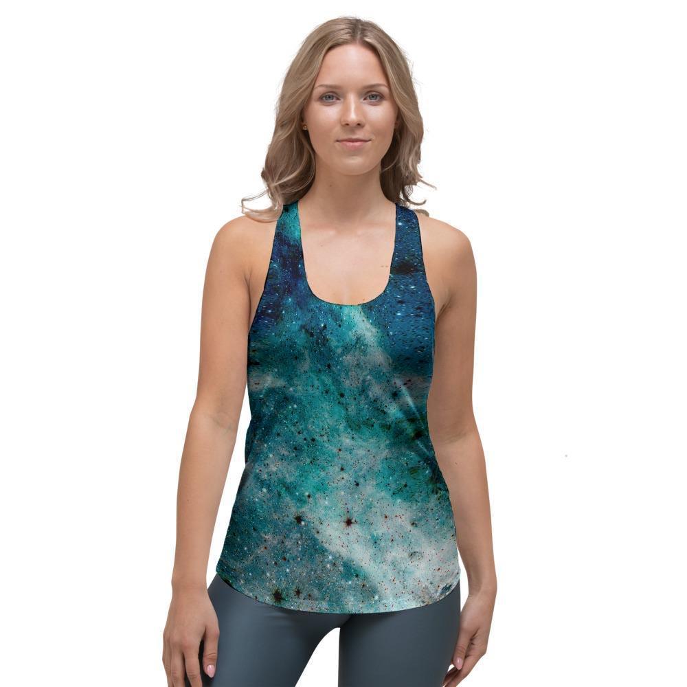 Blue Galaxy Space Women's Racerback Tank Top-grizzshop
