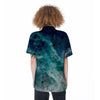 Blue Galaxy Space Women's Short Sleeve Shirts-grizzshop