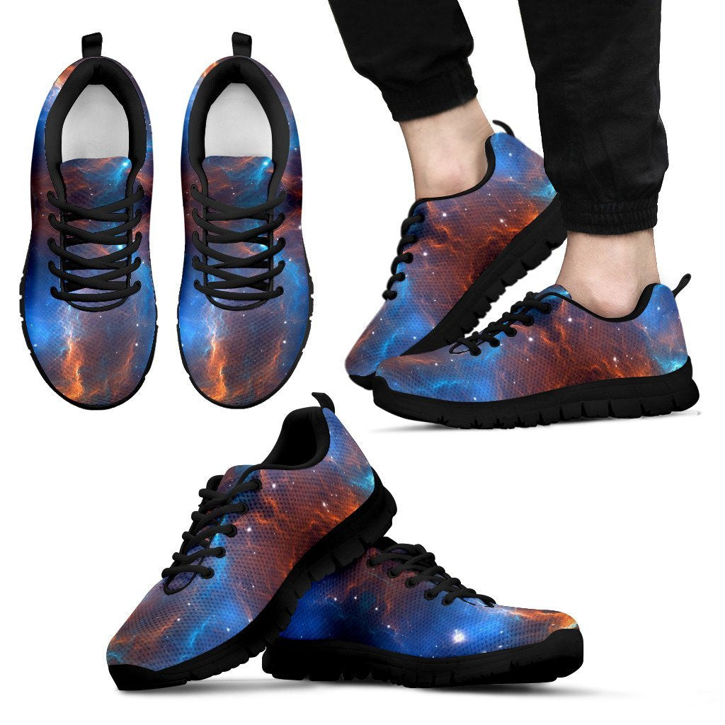Blue Geomagnetic Storm Galaxy Space Print Black Sneaker Shoes For Men Women-grizzshop