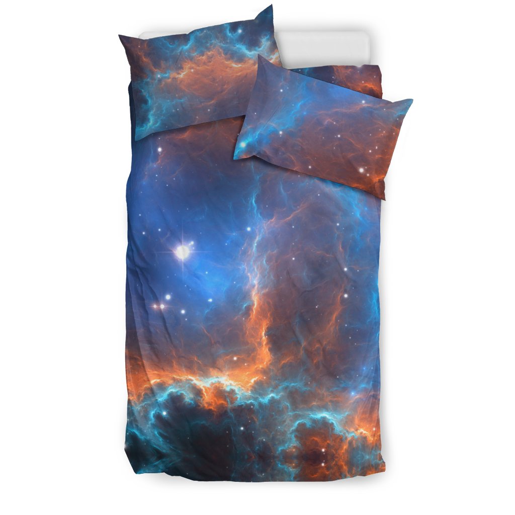 Blue Geomagnetic Storm Galaxy Space Print Duvet Cover Bedding Set-grizzshop