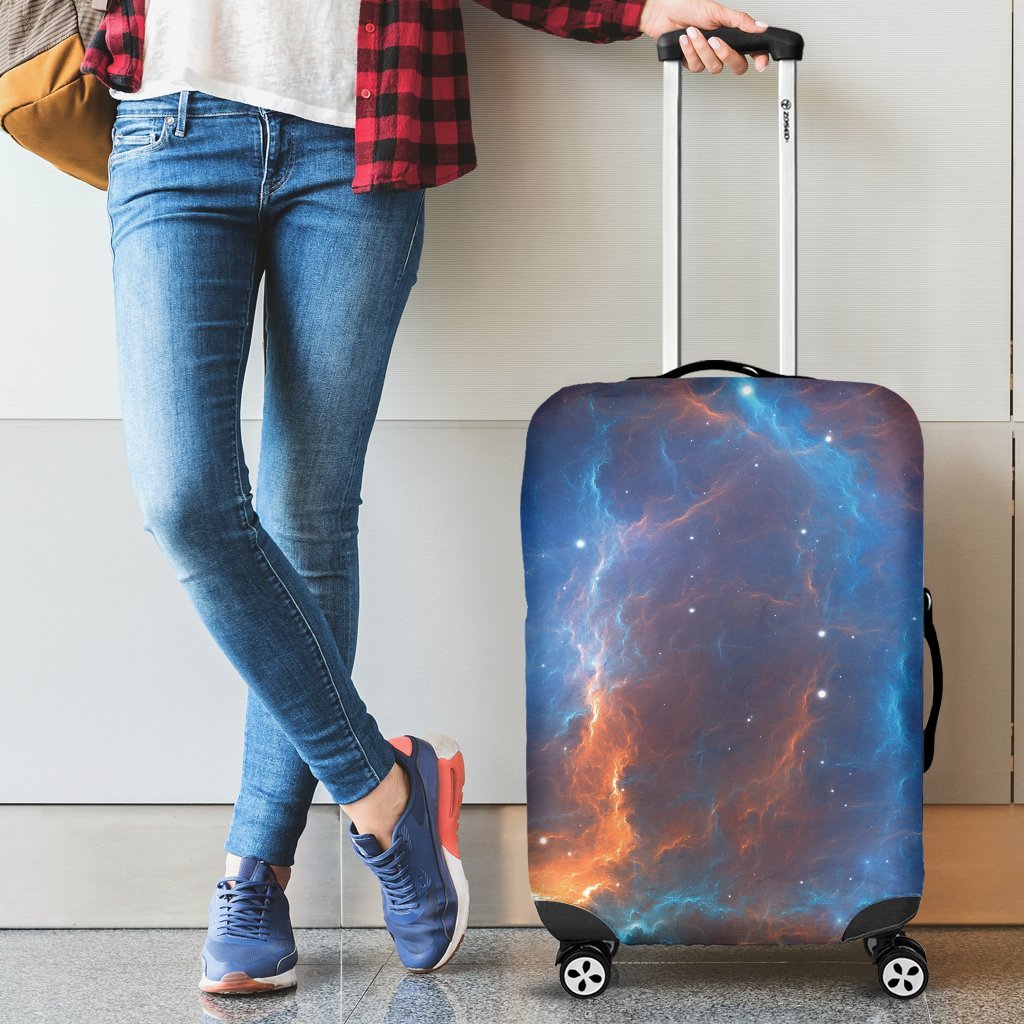 Blue Geomagnetic Storm Galaxy Space Print Luggage Cover Protector-grizzshop