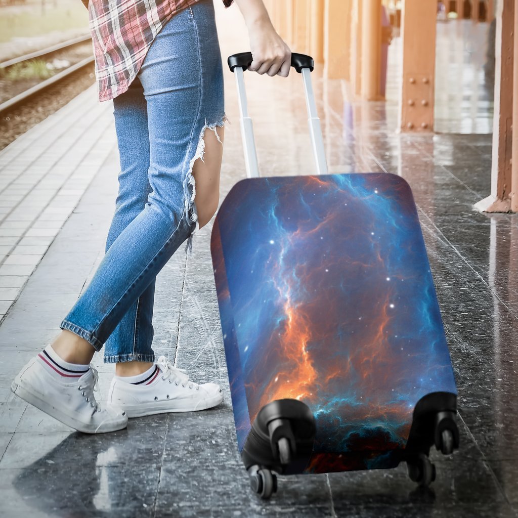 Blue Geomagnetic Storm Galaxy Space Print Luggage Cover Protector-grizzshop