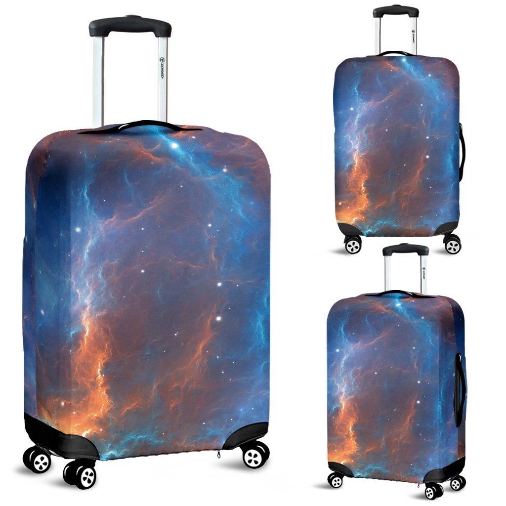 Blue Geomagnetic Storm Galaxy Space Print Luggage Cover Protector-grizzshop