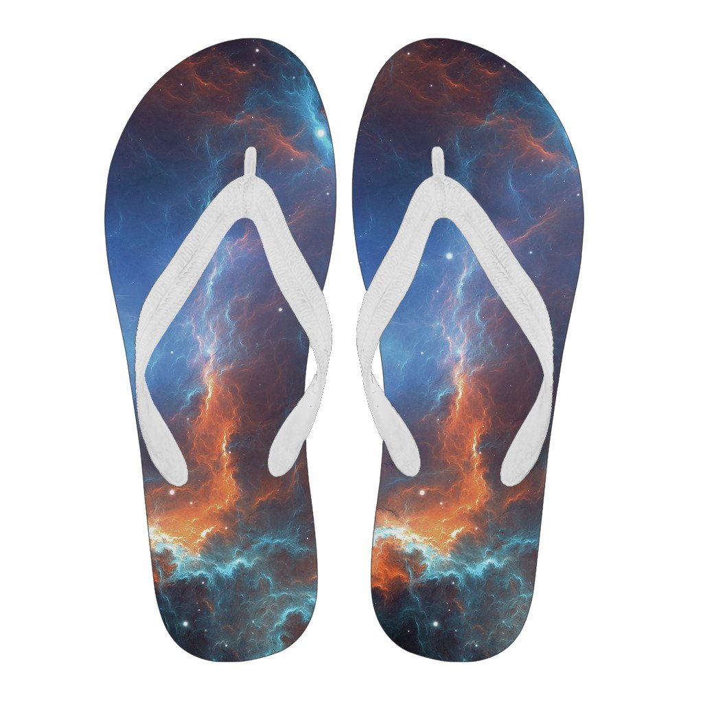 Blue Geomagnetic Storm Galaxy Space Print Men & Women Flip Flops-grizzshop
