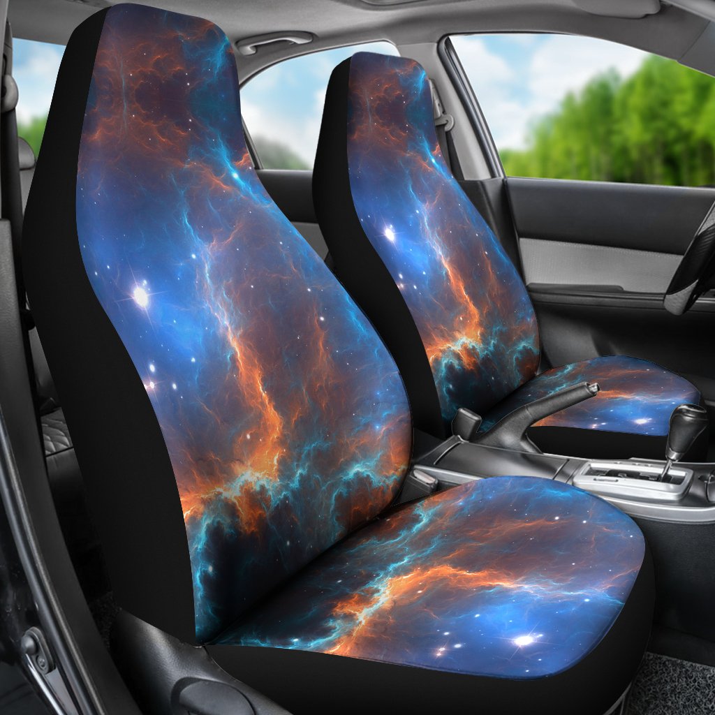 Blue Geomagnetic Storm Galaxy Space Print Universal Fit Car Seat Cover-grizzshop