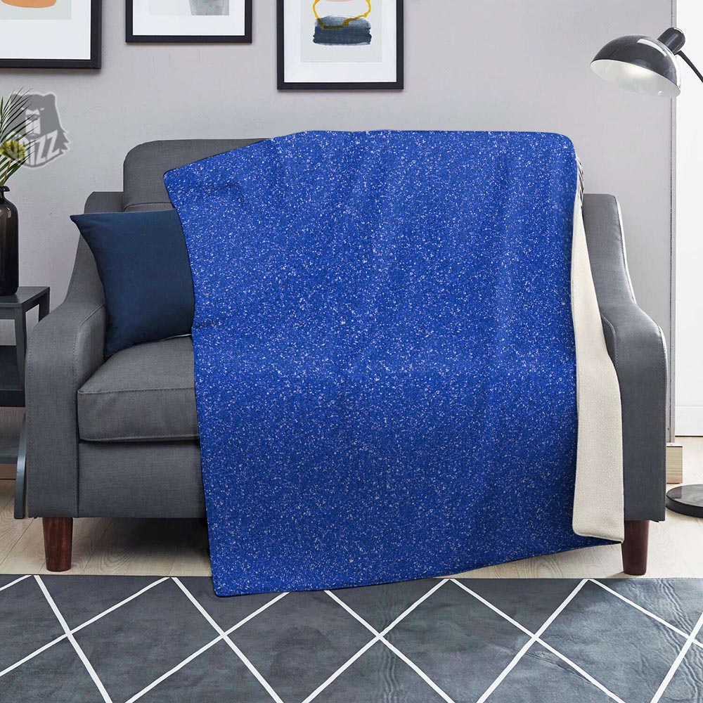 Blue Glitter Texture Print Blanket-grizzshop