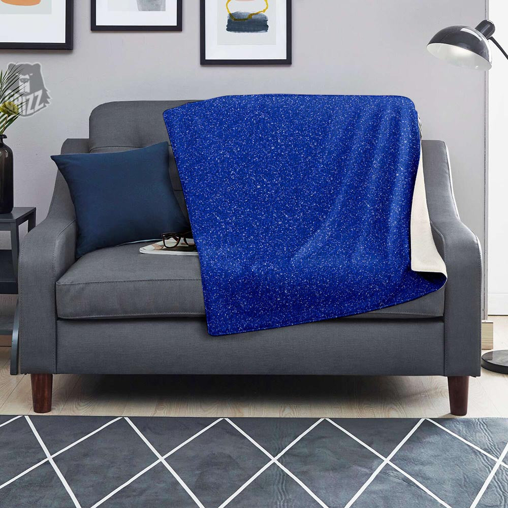 Blue Glitter Texture Print Blanket-grizzshop