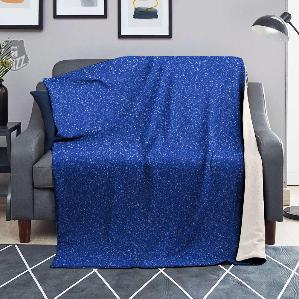 Blue Glitter Texture Print Blanket-grizzshop