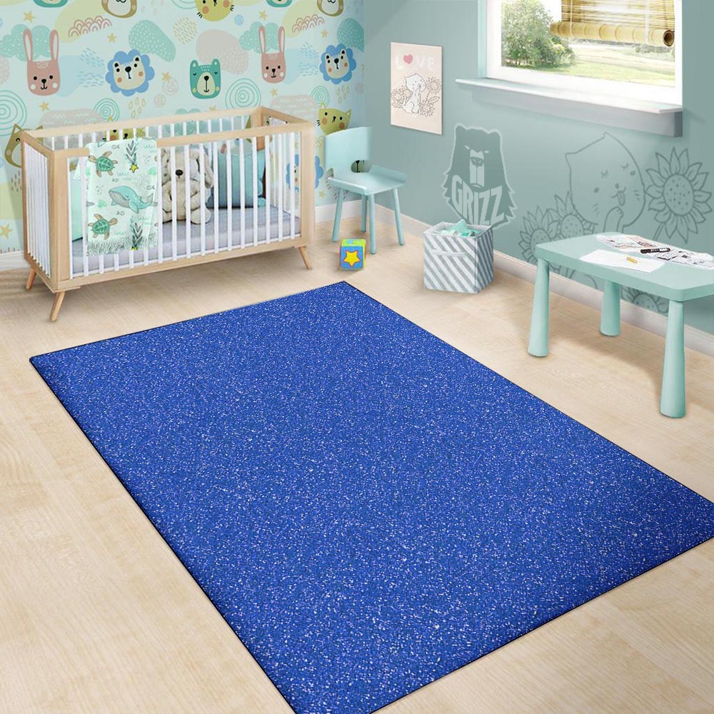 Blue Glitter Texture Print Floor Mat-grizzshop