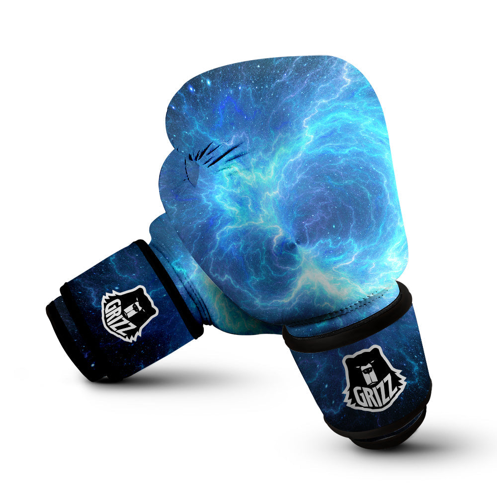Blue Glowing Giant Lightning In Space Print Boxing Gloves-grizzshop