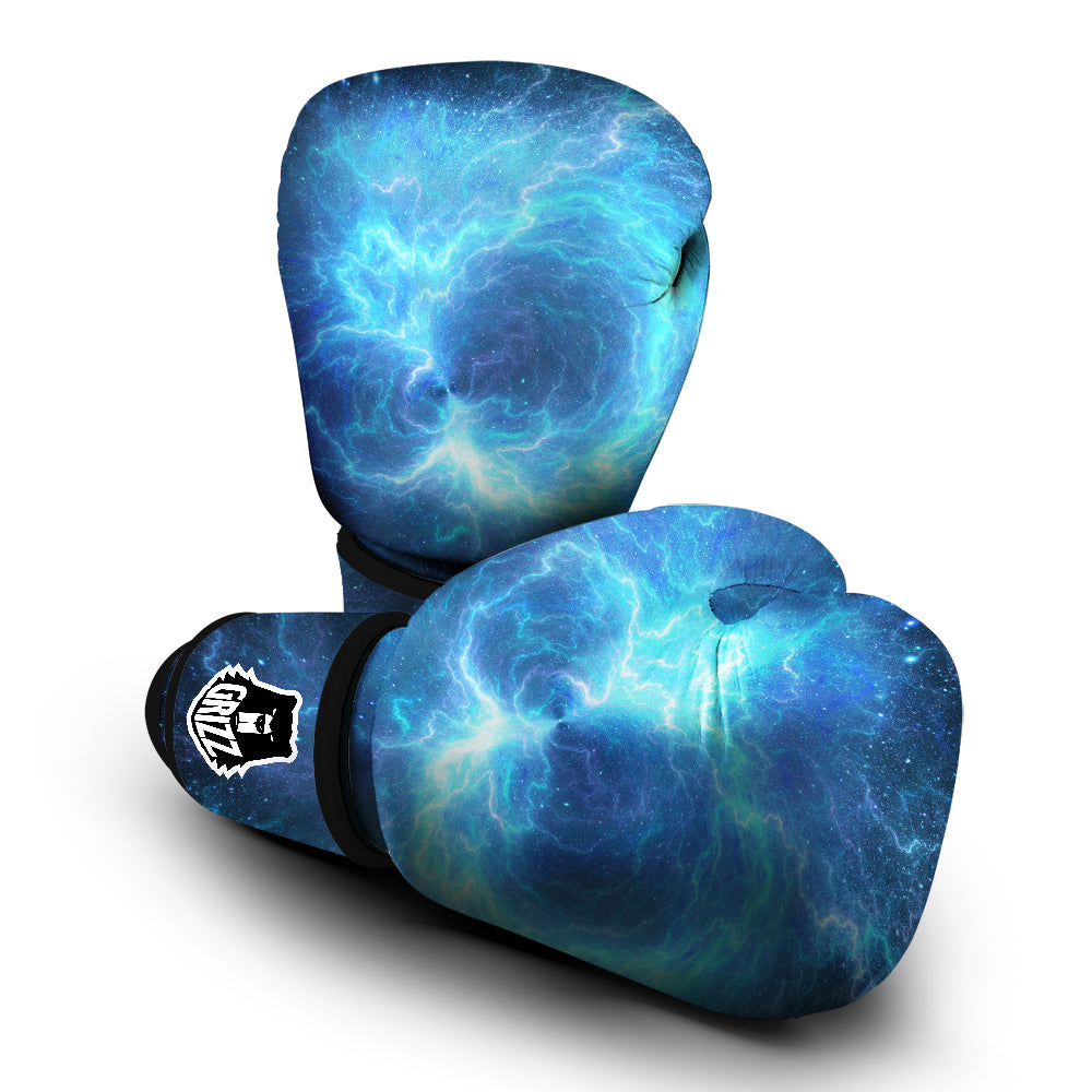 Blue Glowing Giant Lightning In Space Print Boxing Gloves-grizzshop