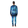 Blue Glowing Giant Lightning In Space Print Men's Pajamas-grizzshop