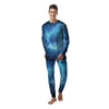 Blue Glowing Giant Lightning In Space Print Men's Pajamas-grizzshop