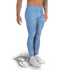 Blue Greek Key Print Pattern Men's Leggings-grizzshop