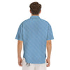 Blue Greek Key Print Pattern Men's Short Sleeve Shirts-grizzshop