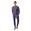 Blue Green And Pink Tartan Print Pattern Men's Pajamas-grizzshop