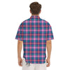 Blue Green And Pink Tartan Print Pattern Men's Short Sleeve Shirts-grizzshop