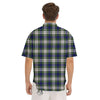 Blue Green And White Plaid Print Pattern Men's Short Sleeve Shirts-grizzshop