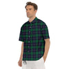 Blue Green And White Tartan Print Men's Short Sleeve Shirts-grizzshop