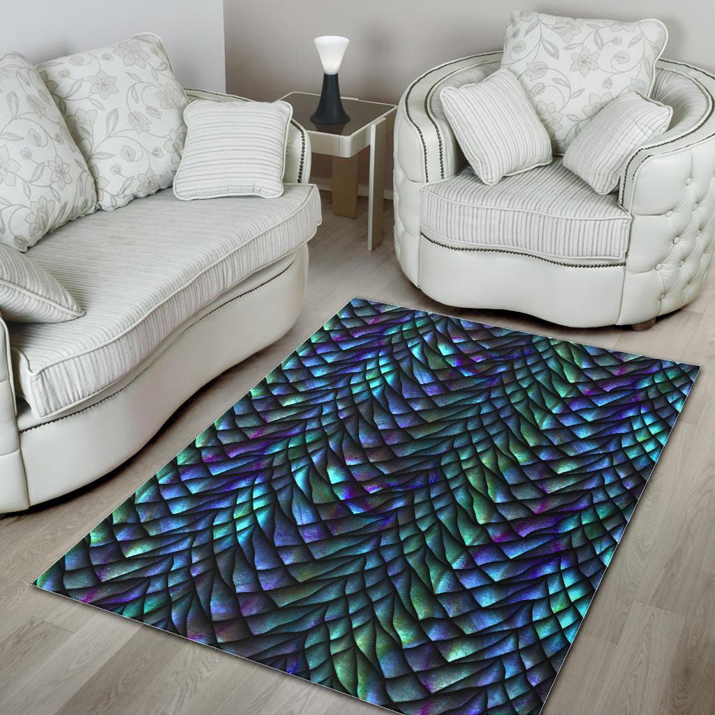 Blue Green Egg Skin Dragon Pattern Print Floor Mat-grizzshop