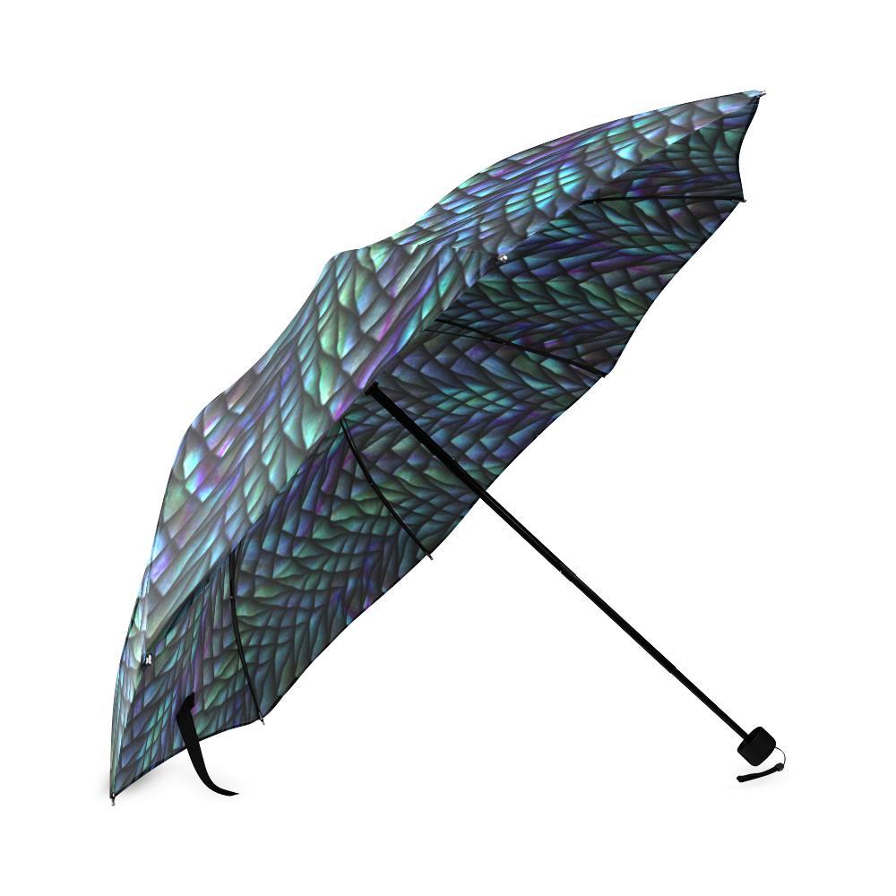 Blue Green Egg Skin Dragon Pattern Print Foldable Umbrella-grizzshop