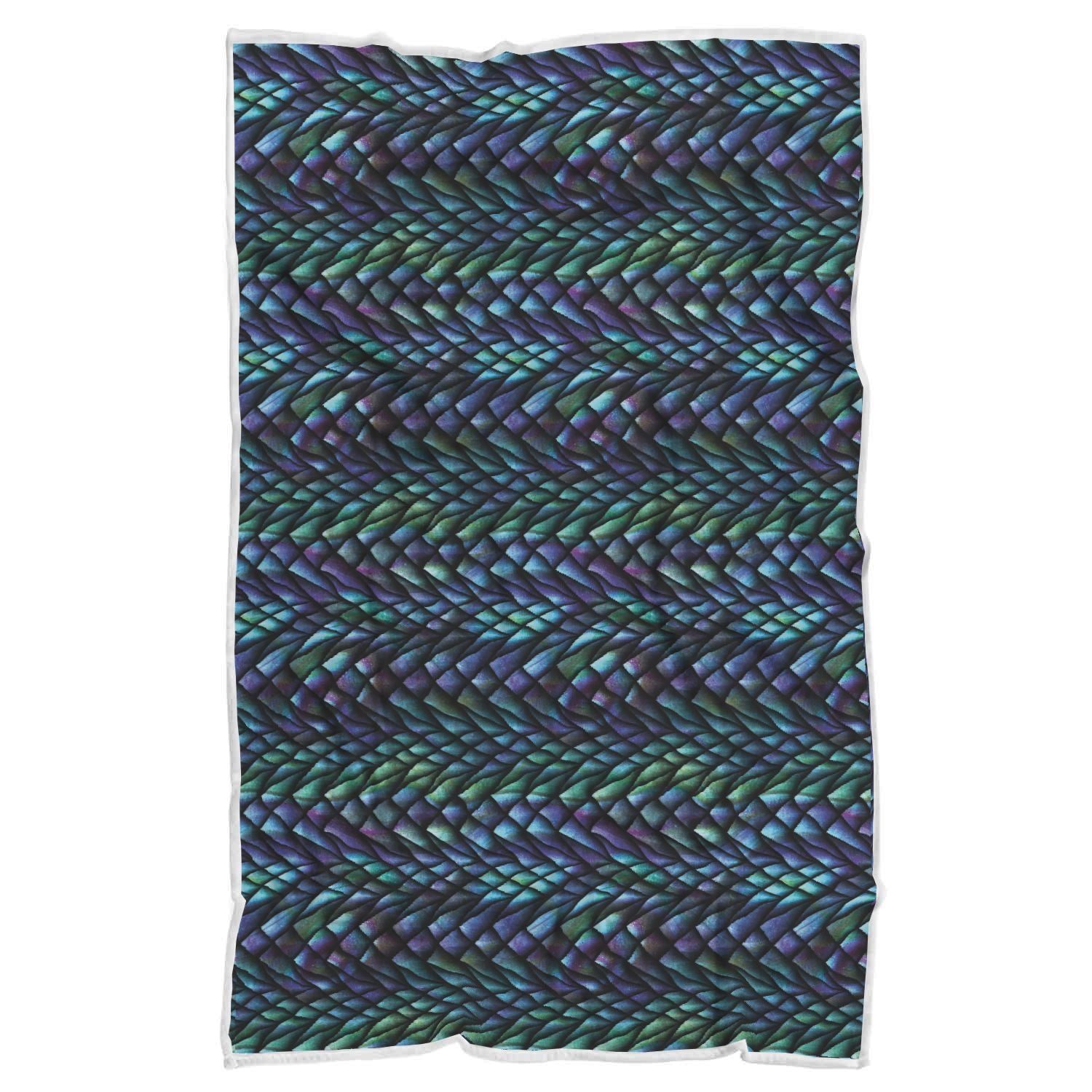 Blue Green Egg Skin Dragon Pattern Print Throw Blanket-grizzshop