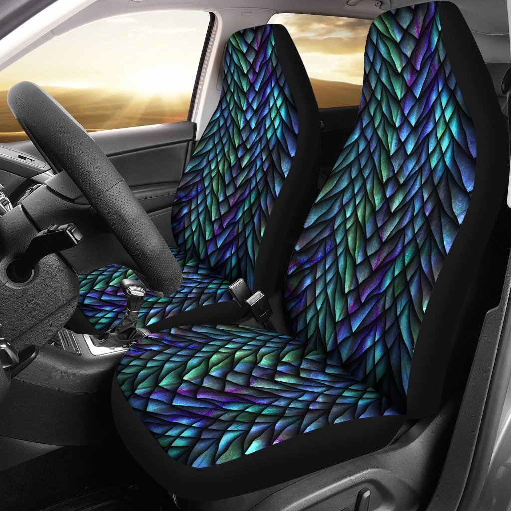 Blue Green Egg Skin Dragon Pattern Print Universal Fit Car Seat Cover-grizzshop